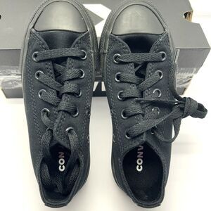 CONVERSE All Star Low All Black Little Boys Girls Kids Sneakers Youth SZ 11 New